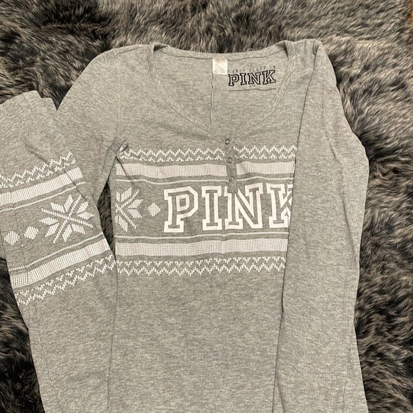 PINK Victoria's Secret Onesie Romper thermal Gray - Picture 3 of 5